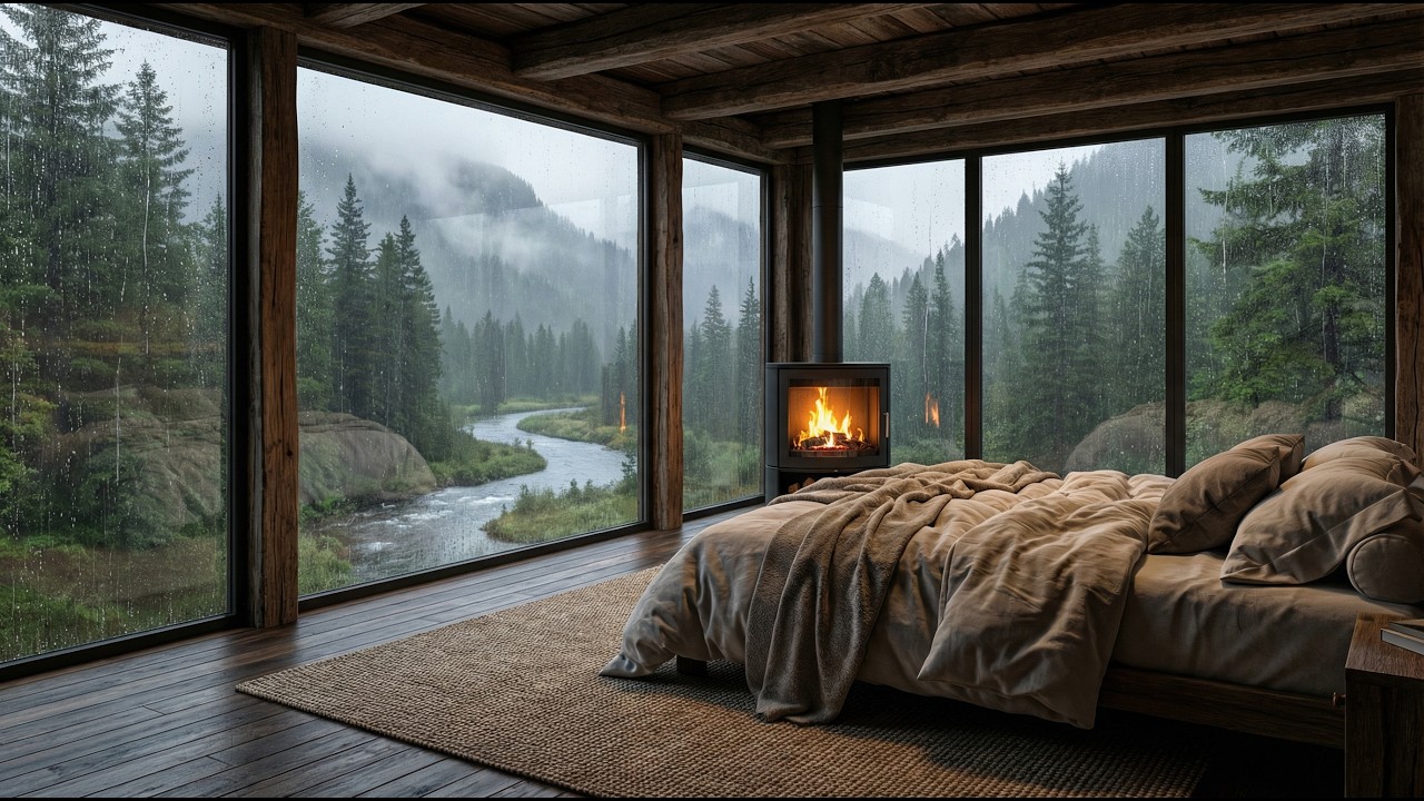 Deep Sleep Rain ASMR Rain Sounds at Forest Cabin 🌳 |  Rain Sounds 3 HRS Relaxation Calm Rain