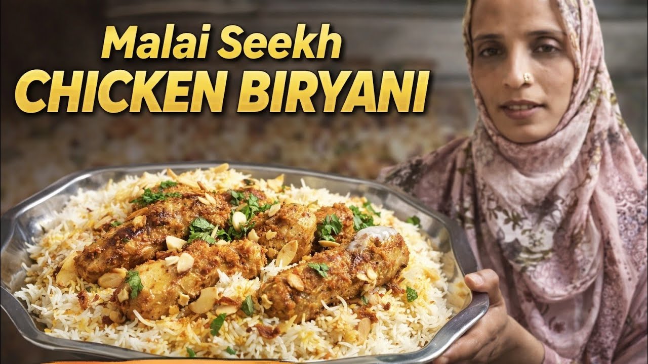 Chicken malai white seekh biryani 