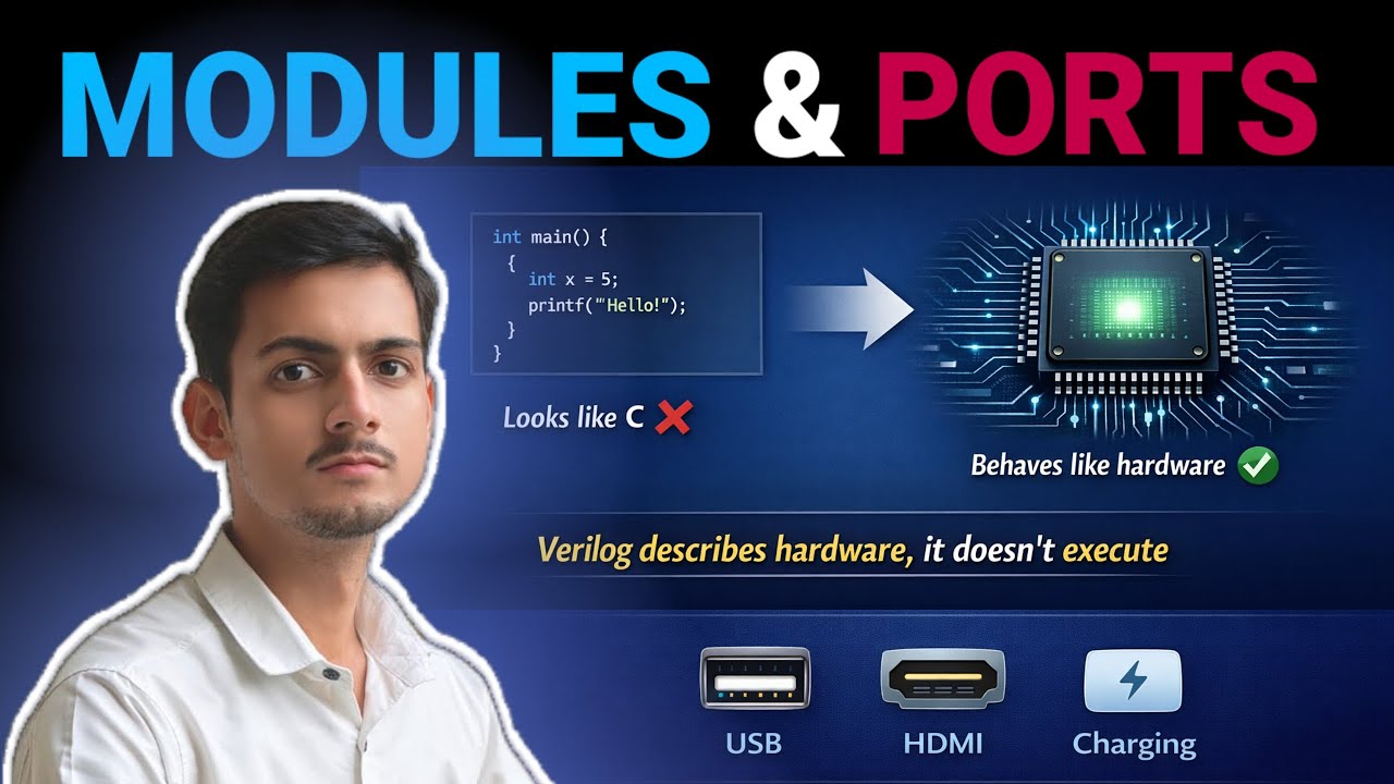 Verilog Modules and Ports | Interview Concepts Explained #Verilog #VLSI  #ASIC #HDL #ChipDesign #ECE