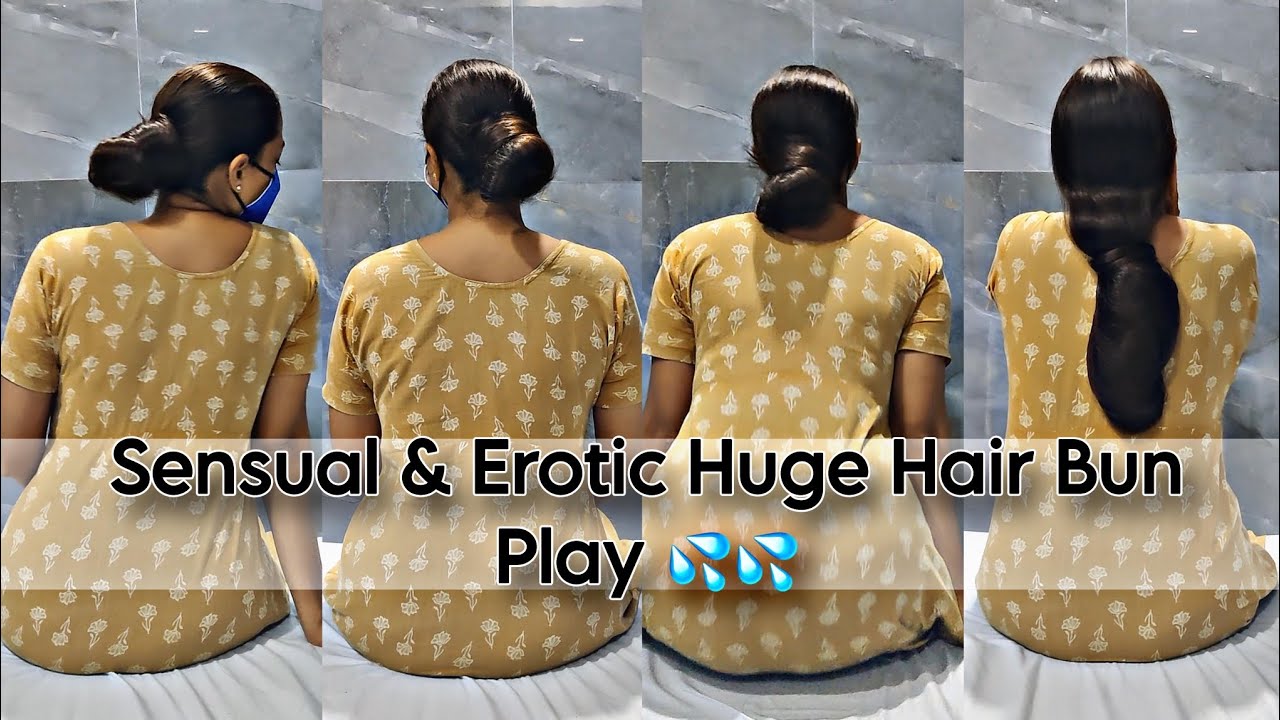  Seductive Long Hair Bun & Knot Play | Erotic Sleek Combing, Bending & Bun Showcase