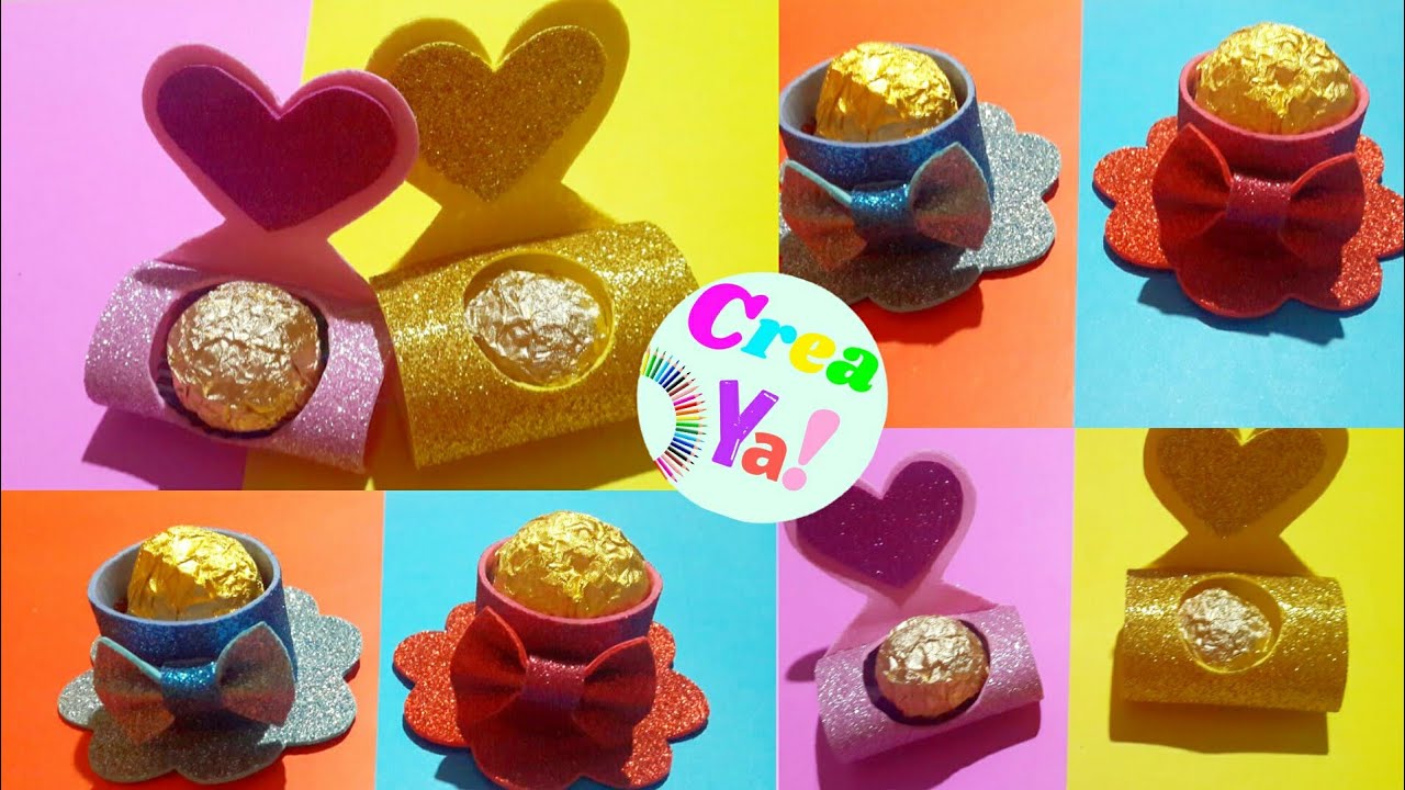 Porta bombones de goma eva / foami 😍 Como hacer porta bombón para regalar 💖💙 Tutorial / Diy