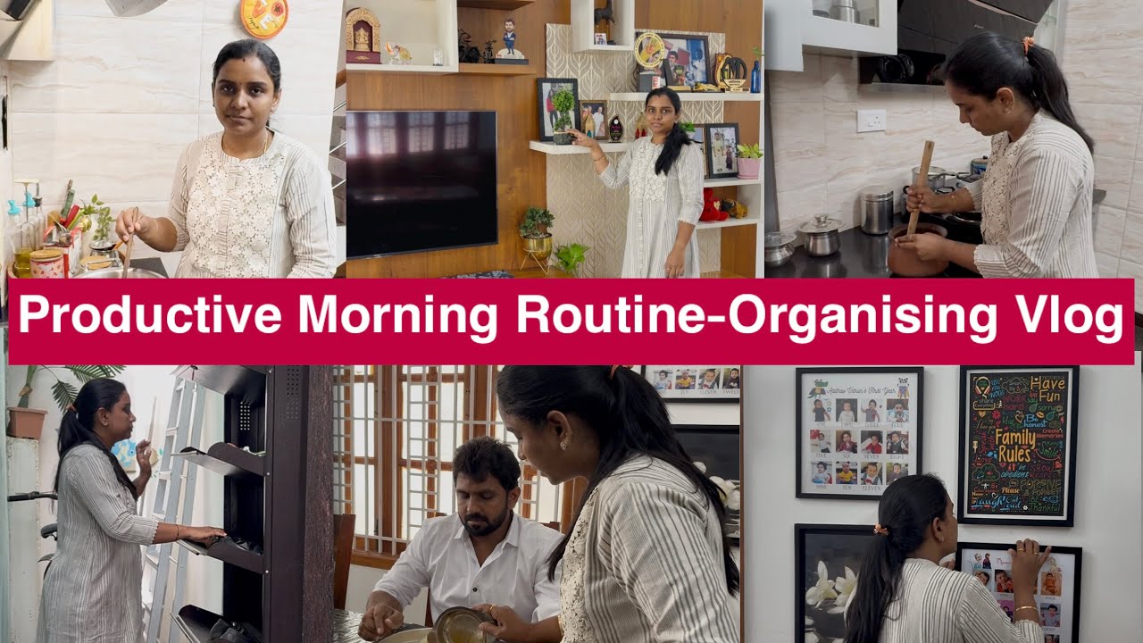 Productive Morning Routine|நாட்டுக்கோழி காட்டு வருவல்|Cleaning & Organising|Adding New Wall Frames