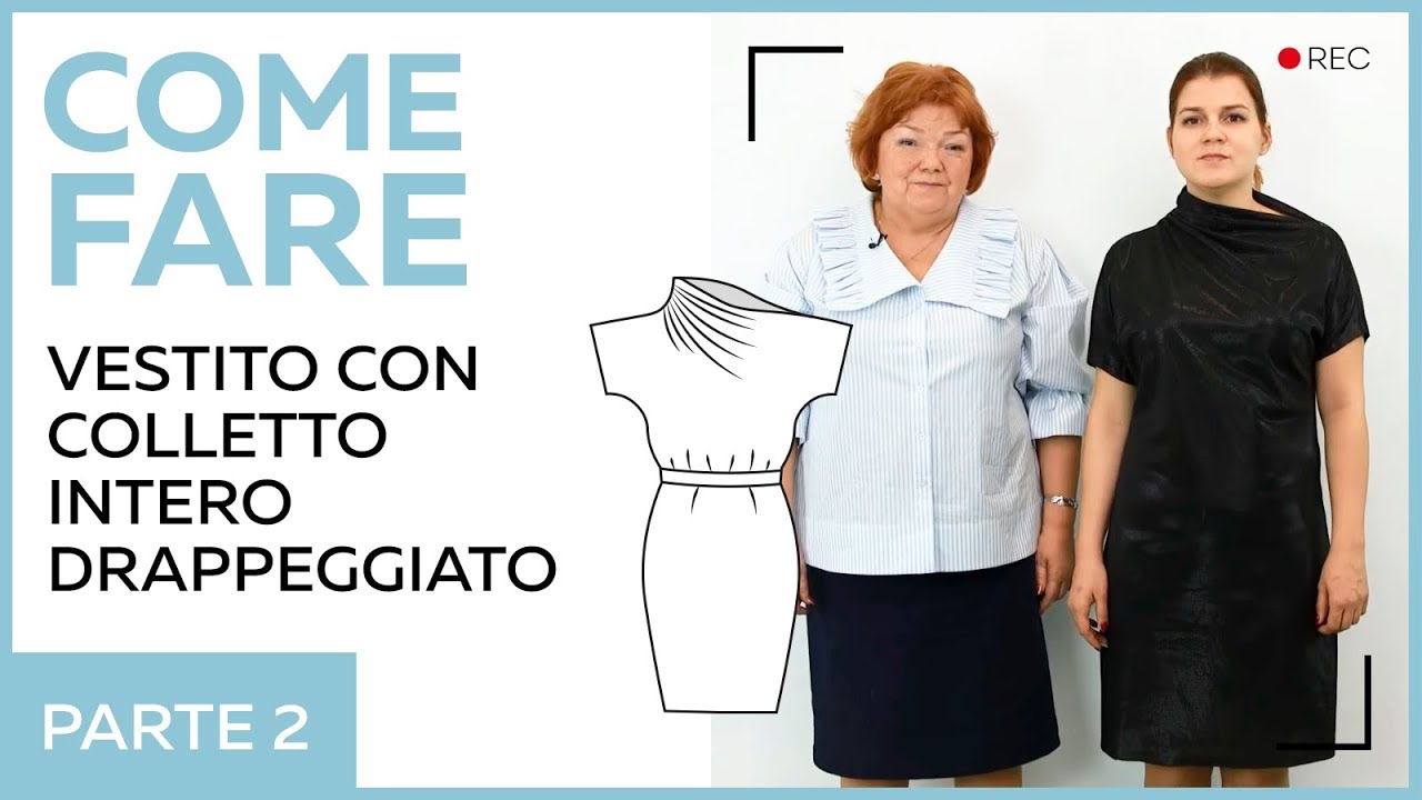 Vestito con colletto intero drappeggiato. Schizzo Iulia Bereziuc. Parte 2