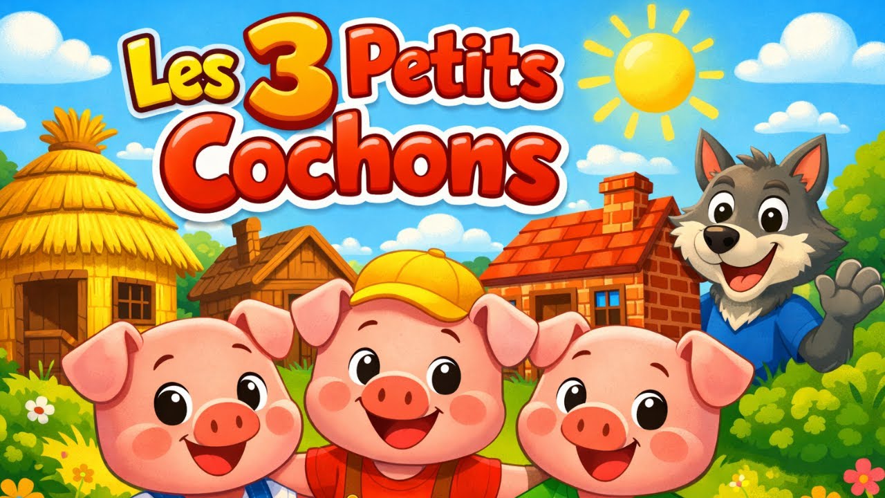 Les Trois Petits Cochons | Comptine enfant joyeuse 🎵 | Histoire chantée pour enfants