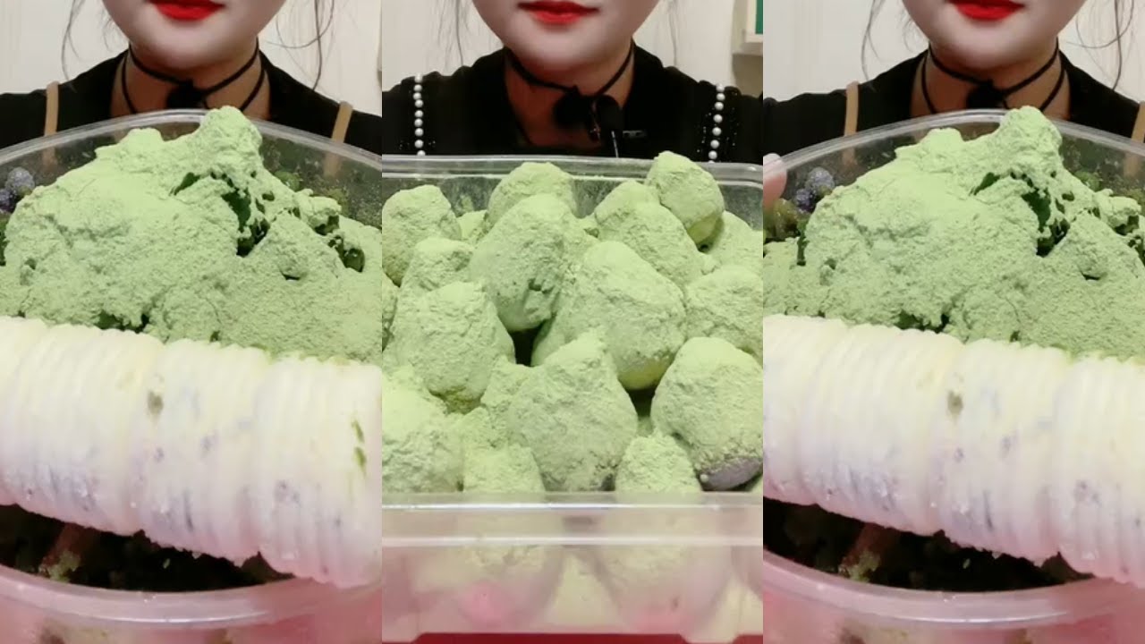 ASMR 얼음먹방 HEAVY MATCHA POWDERY THIN ICE CRUNCH ICE EATING ASMR  💚🍵 GREEN ICE MUKBANG 녹차 | 抹茶