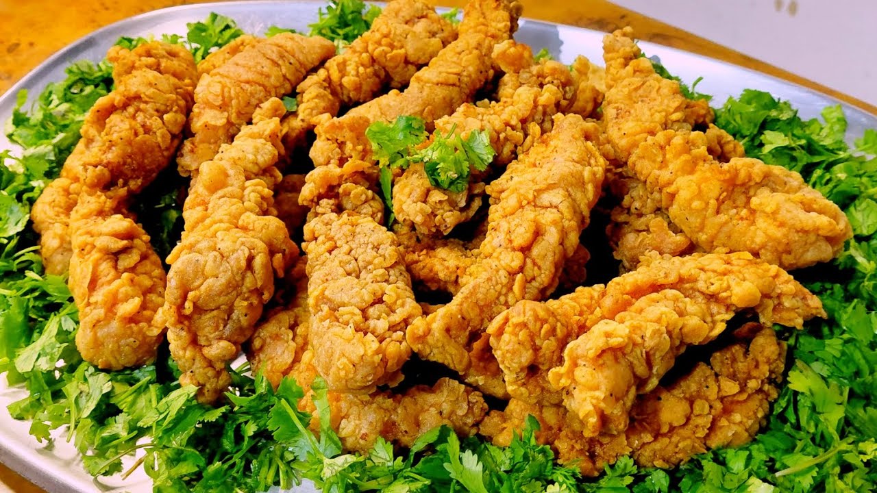 استربس المطاعم وسر القرمشة 😋 بأسهل طريقة بدون لبن أو زبادي أو بيض أو بقسماط 👌صدر فرخة هنعمل ٢٤ قطعة👍