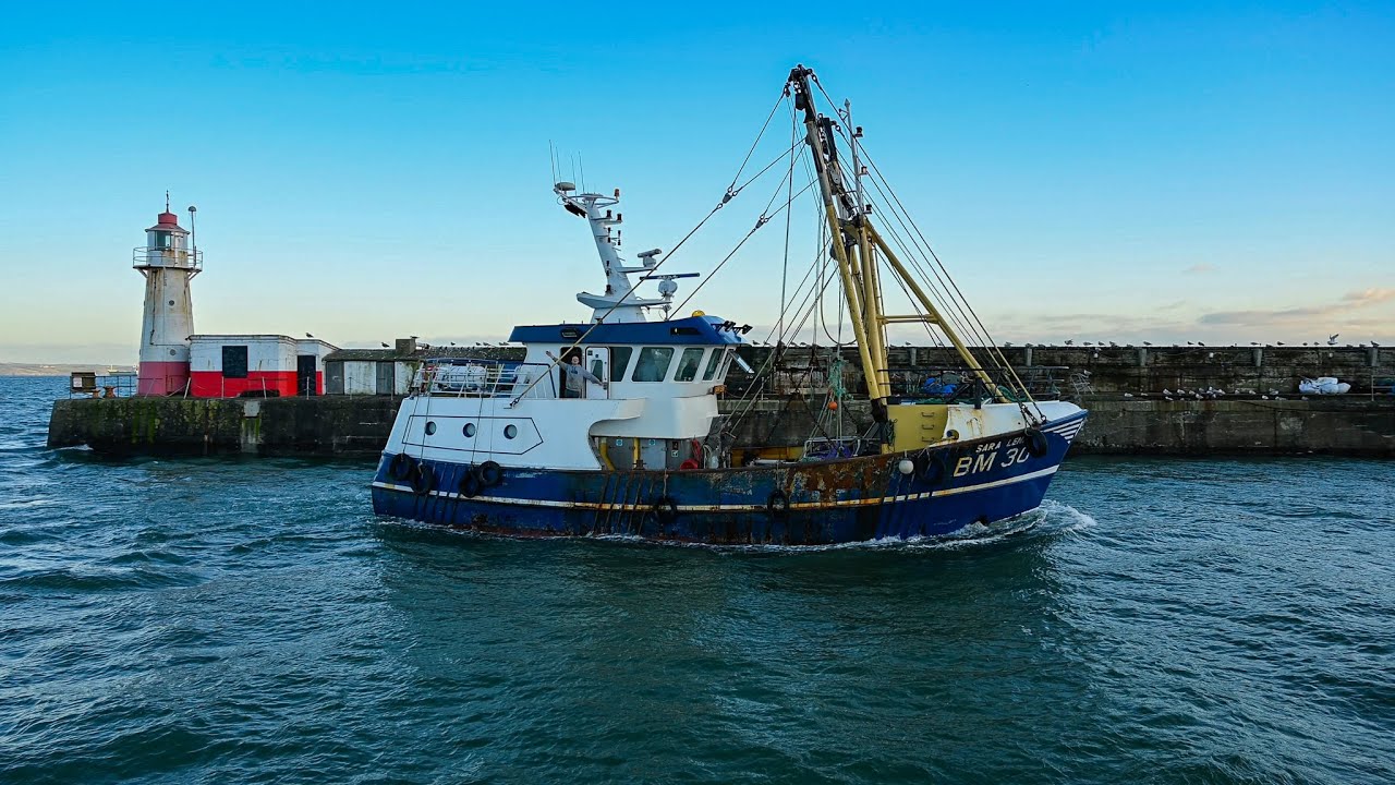 Small Beam Trawler Sara Lena BM30 Enters Newlyn Harbour || Commercial Fishing, Boat, Trawler