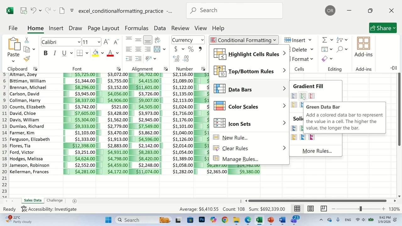 EXCELCONDITION FORMARTING