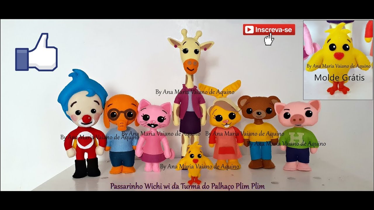 Passarinho Wichi wi da Turma do Palhaço Plim Plim em Feltro com Molde e Passo a Passo