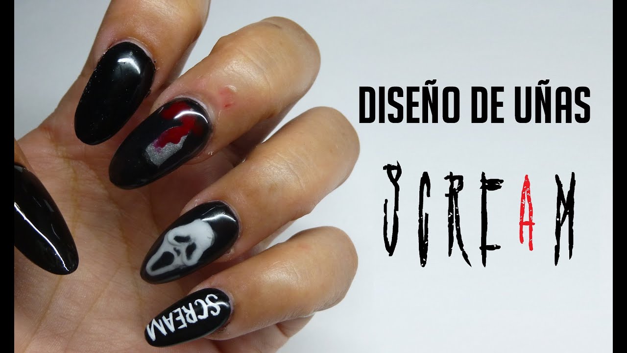 Diseño de uñas acrilicas (((HALLOWEEN))) SCREAM