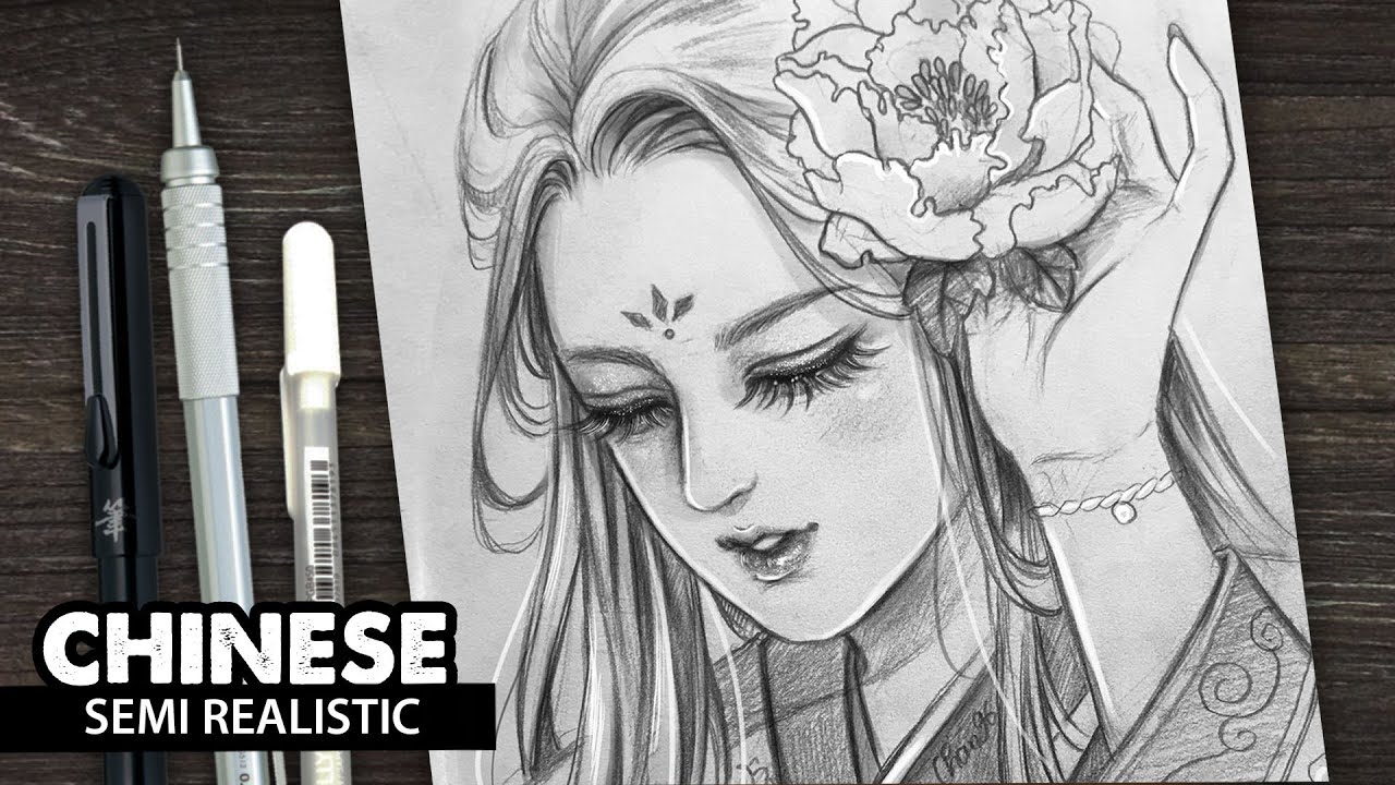 Draw princess Chinese | semi realistic style l Huta Art