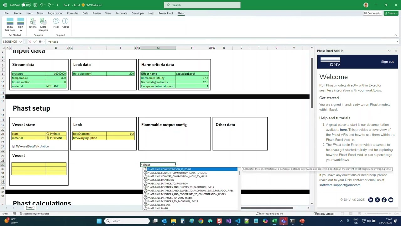 Introduction to the Phast Excel add in