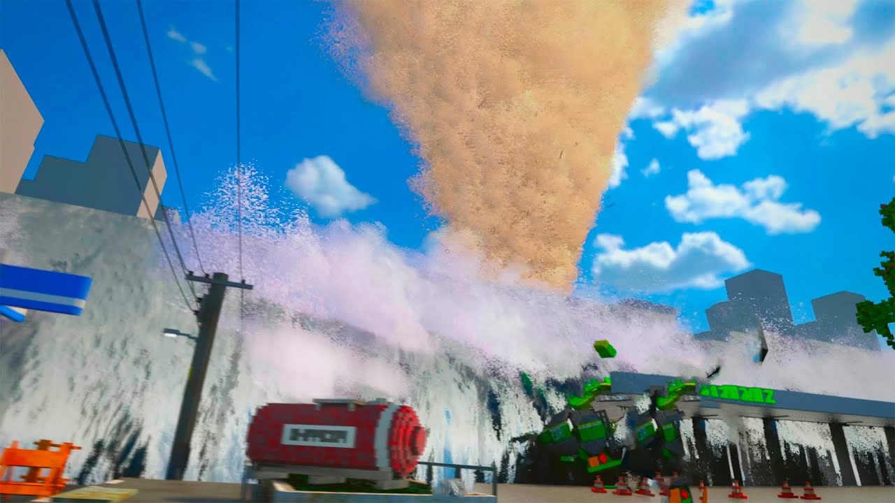 A giant tsunami and tornado destroy the city Teardown