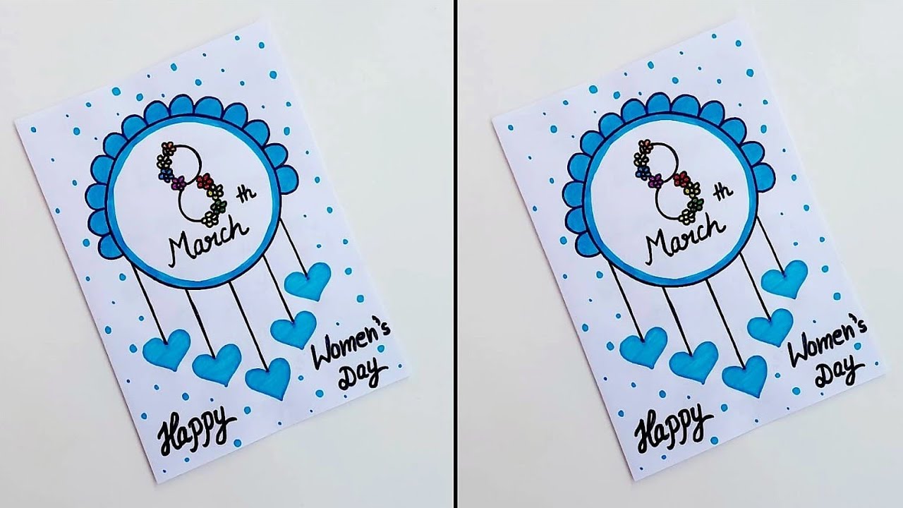 Easy & Beautiful white paper Women's Day Card making|DIY How to make Happy Womens day greeting Card