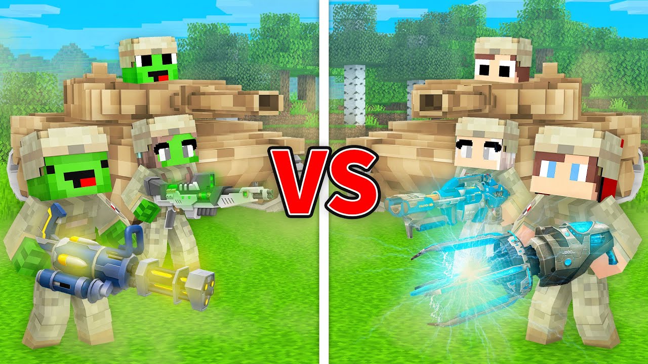 Mikey Family vs JJ Family OVERPOWERED MILITARY in Minecraft (Maizen)
