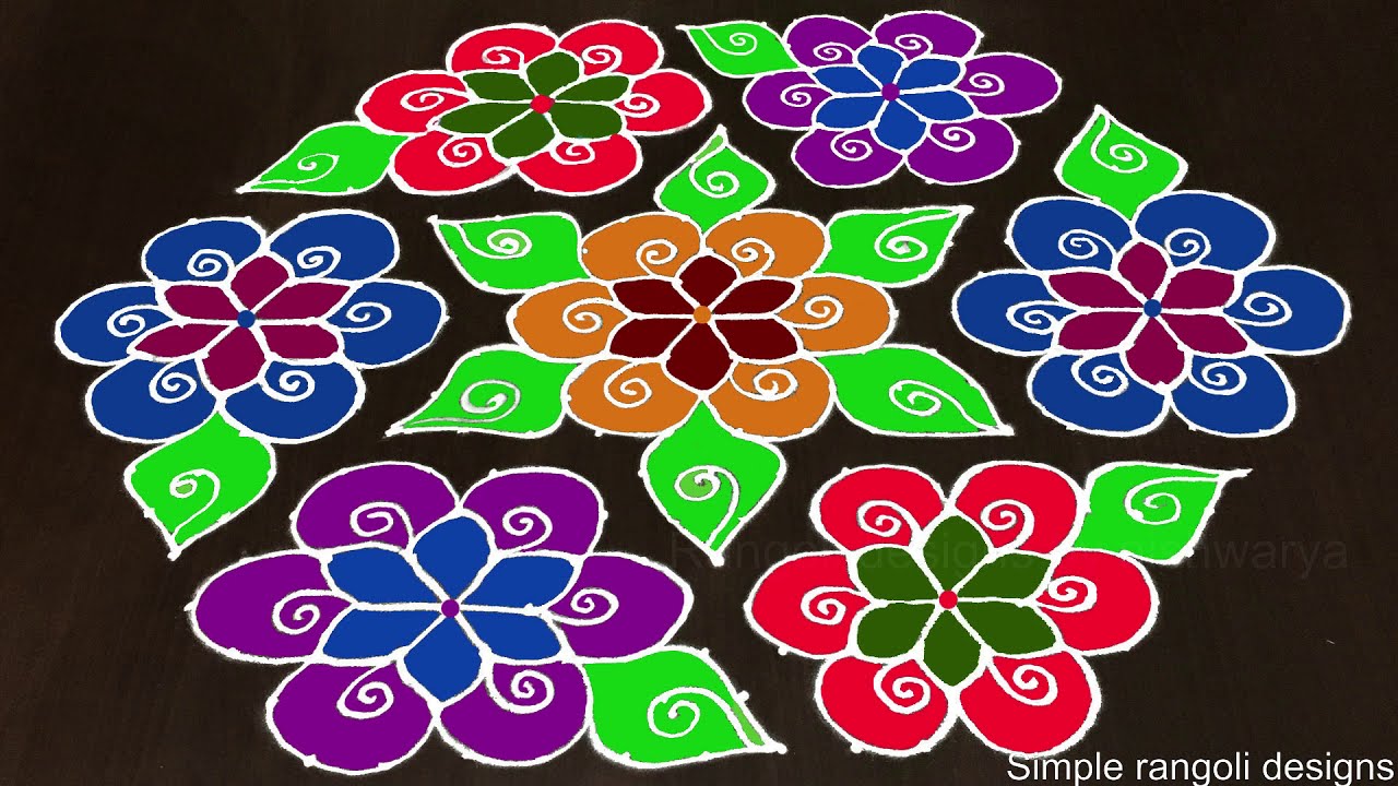 Happy New Year Rangoli: 21x11 Dots Colourful Kolam Muggulu | Simple Rangoli Designs