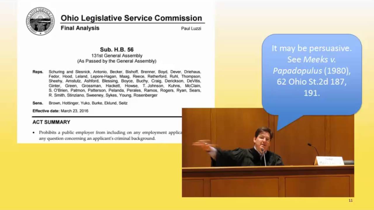 Ohio Legislative History Part I