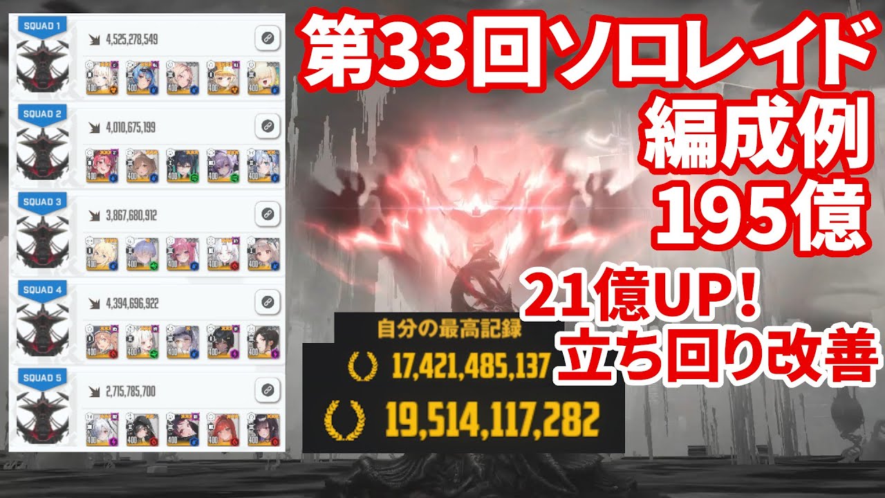 【NIKKE】第33回ソロレイド オンリーワン 195億 編成例【勝利の女神：NIKKE】