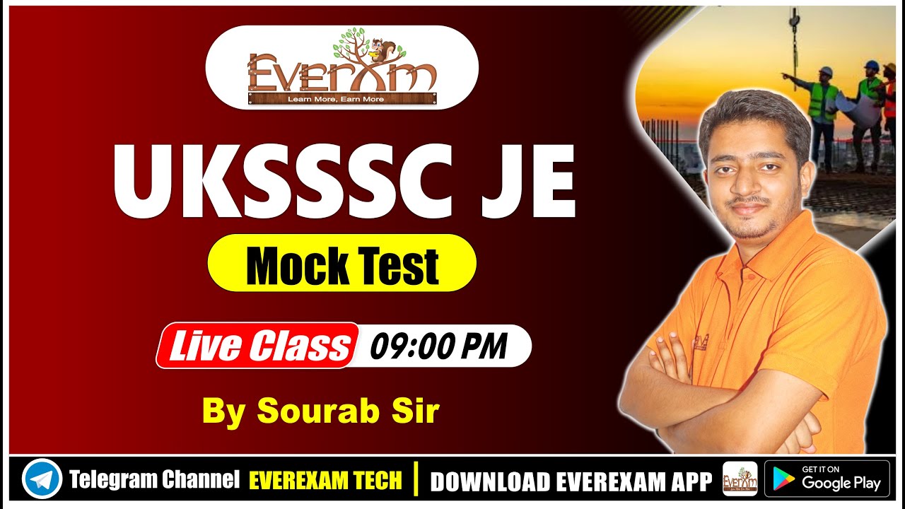 UKSSSC JE MOCK TEST | EverExam | Sourab Sir #civil_engineering