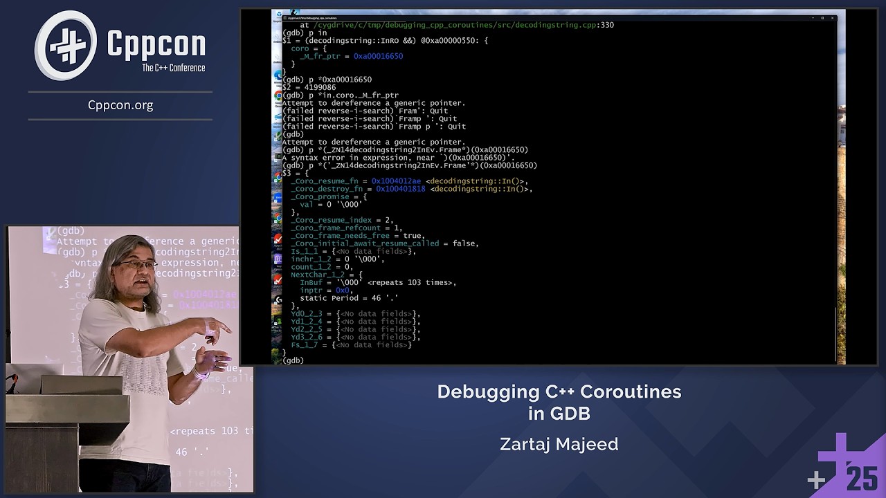 Debugging C++ Coroutines in GDB - Zartaj Majeed - CppCon 2025