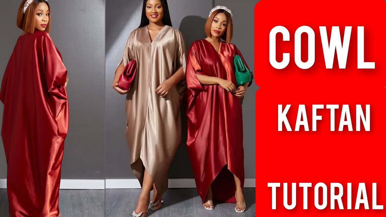 Elegant COWL KAFTAN DRESS Tutorial | NO Side and Back Seam