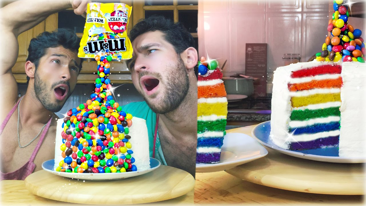Receita bolo arco-íris - cascata de m&m's - SEXY FUNNY KITCHEN ep 14