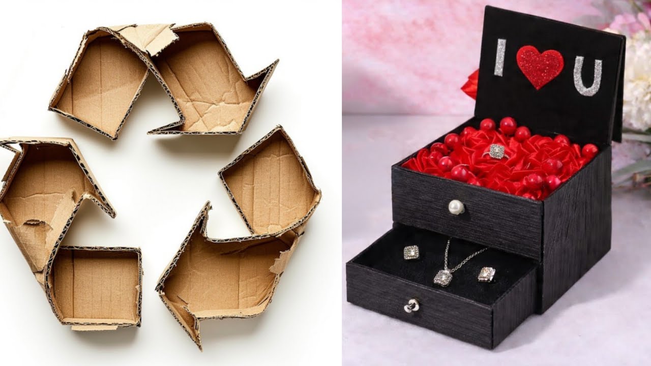 😍How to make jewelry box from cardboard🤩Best recycling craft idea💡