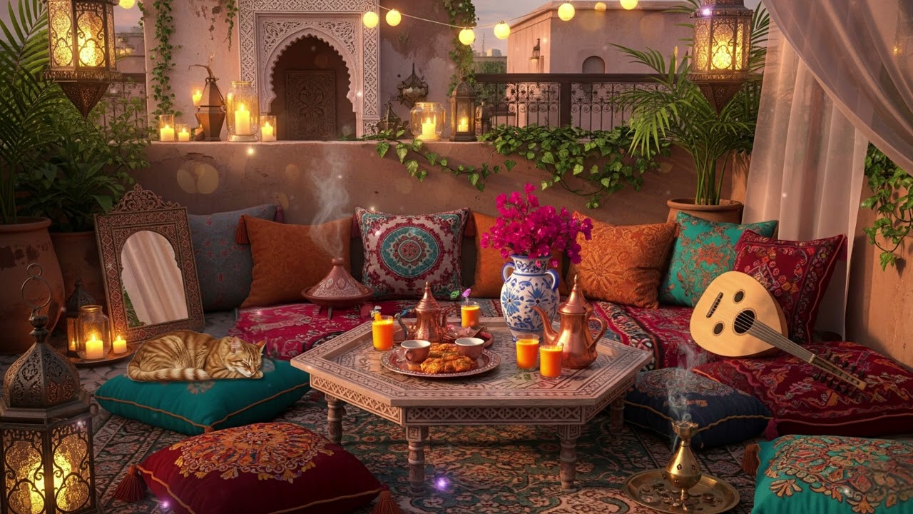 Cozy Moroccan Lofi 🌙 Chill Rooftop Beats 🎧 Boho Night Vibes 🐈✨ Relax / Study / Dream ☕