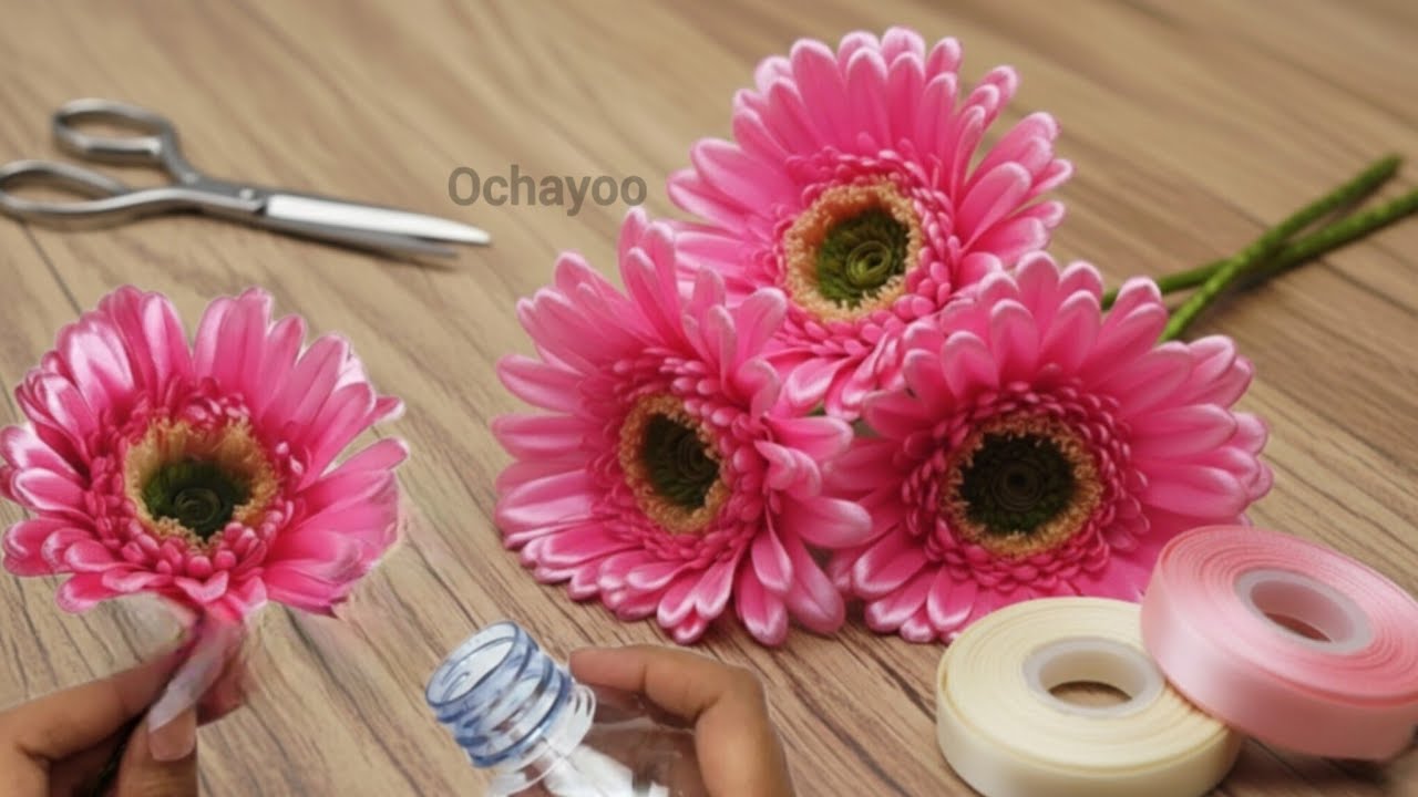 ​🤯The Secret to Perfect Satin Ribbon Gerberas! Flower Craft With Simple Tricks 🌹