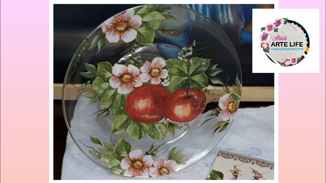 Lavável-Decoupage Invertida Maçãs e flores 💐