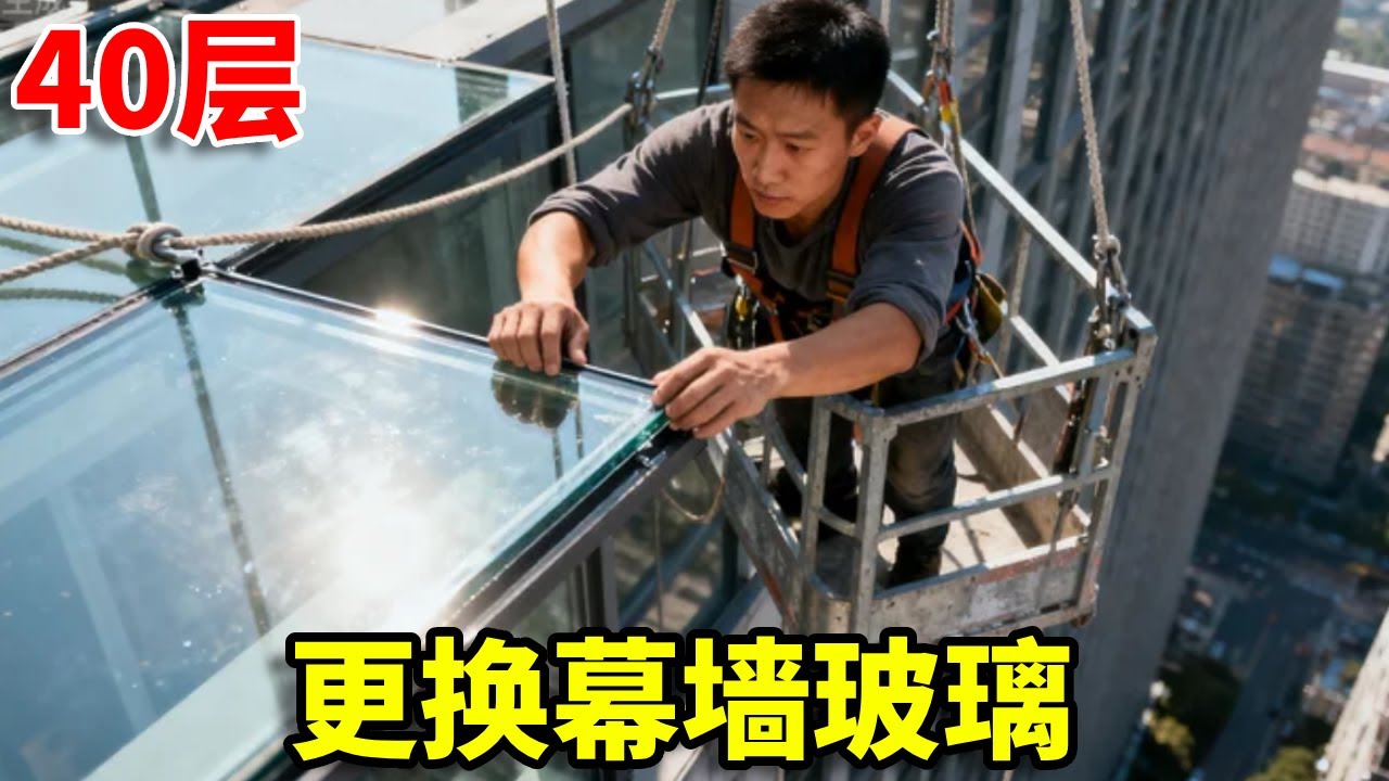 40层高空沉浸式体验！第一视角看温州蜘蛛人更换幕墙玻璃，太震撼#蜘蛛人 #熱門 #高空作业人