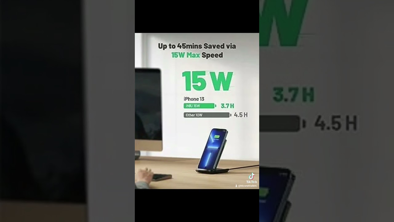 INIU Wireless Charger, 15W Fast Wireless Charging Station with Sleep-Friendly