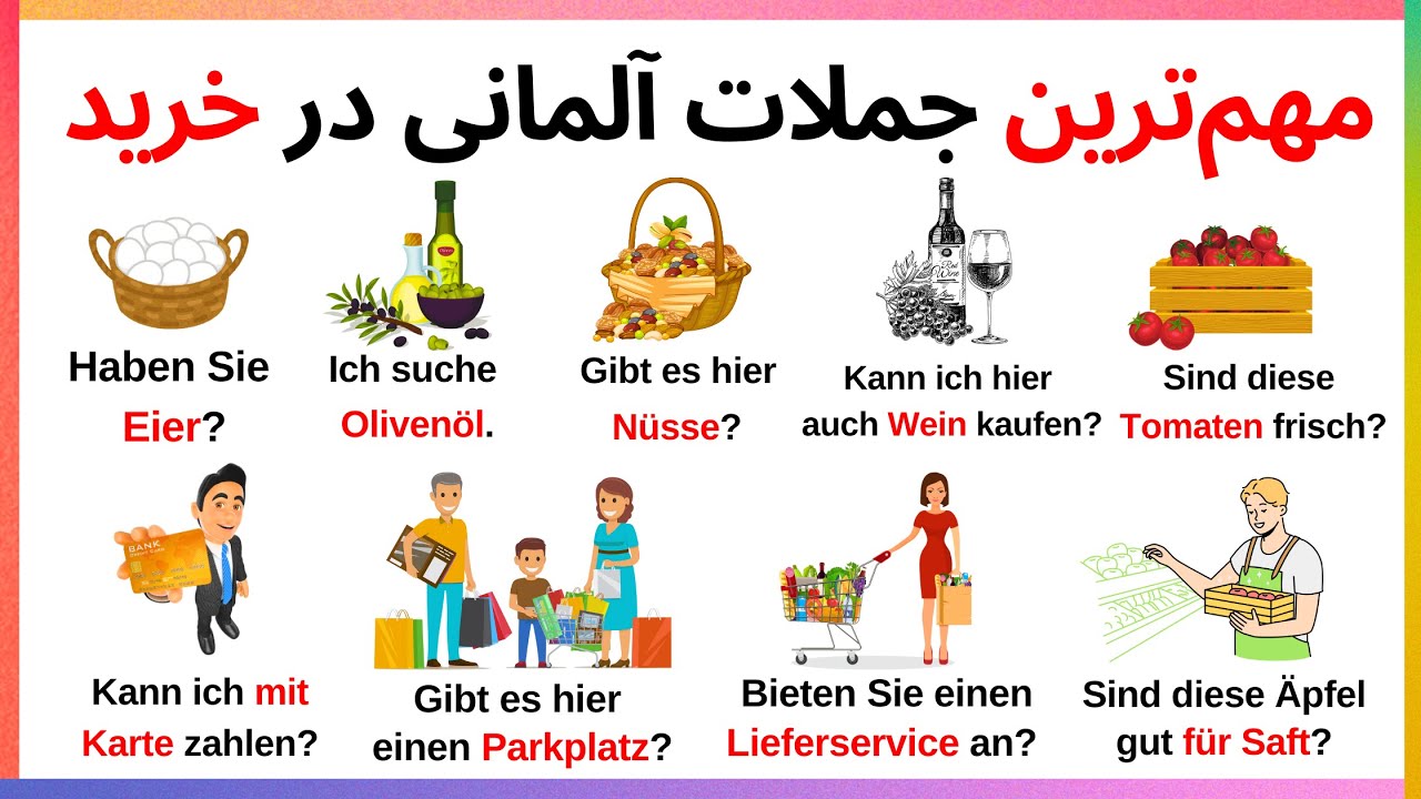 مکالمات ضروری آلمانی در سوپرمارکت (A1-A2) 🇩🇪! سوال و جواب‌های ضروری+ تلفظ دقیق!   #آموزش_آلمانی