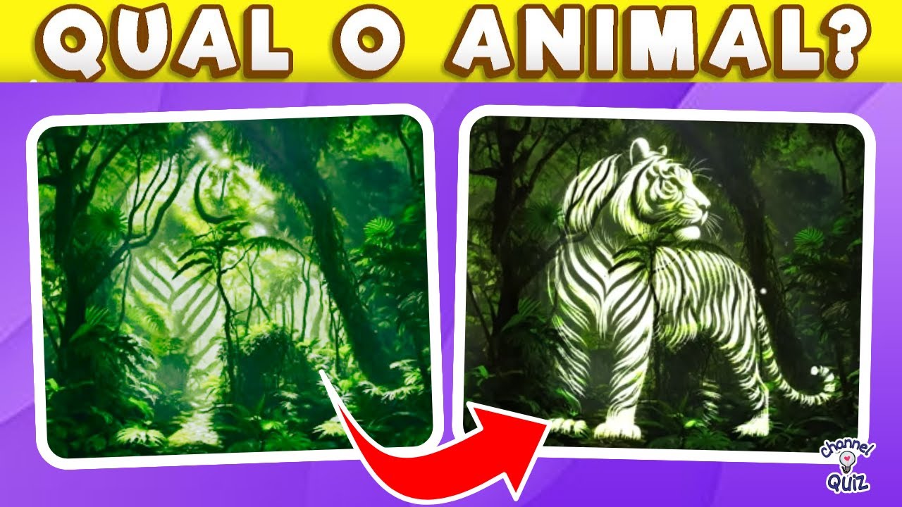 🦊🐳Adivinhe o ANIMAL escondido por ILUSÃO de ÓTICA - Teste de níveis fácil, médio e difícil