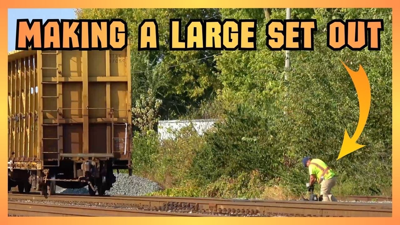 Crew sets out a Huge cut of cars on busy main-line still leaving train a mile and a half long