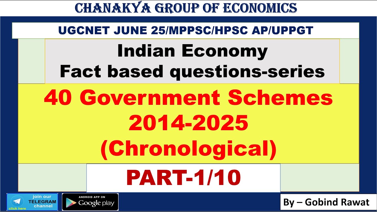 40 Government Schemes2014-2025(Chronological)| PART-1 Indian Economy