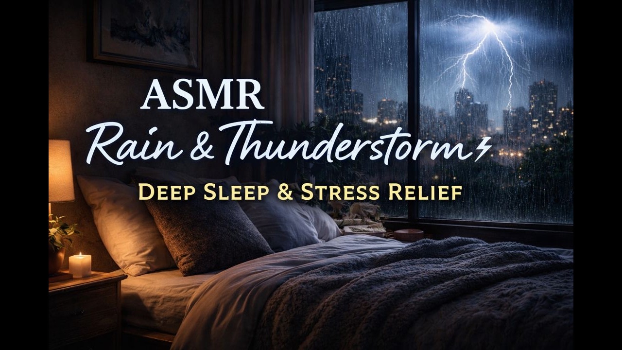 ASMR Thunderstorm in Cozy City Bedroom | Deep Sleep, Stress Relief & Stop Overthinking