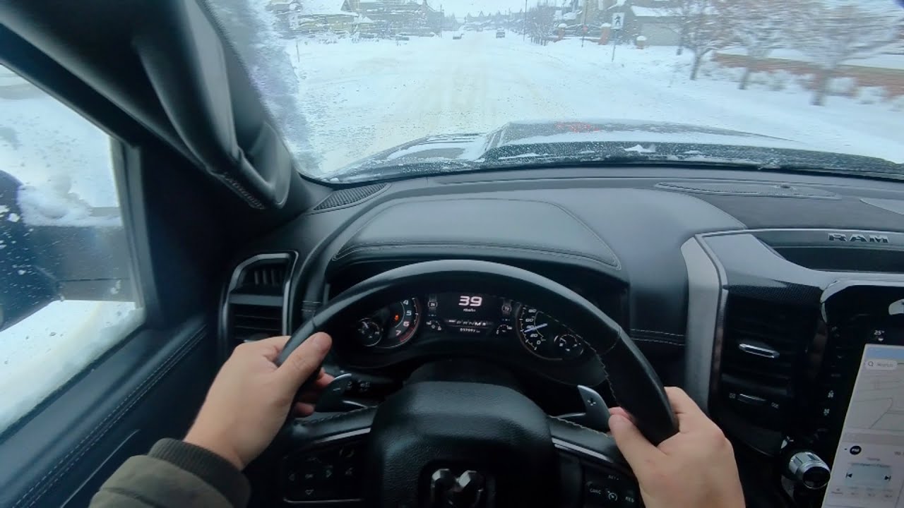 RAM TRX Winter Driving POV - Coffee Run In Snow