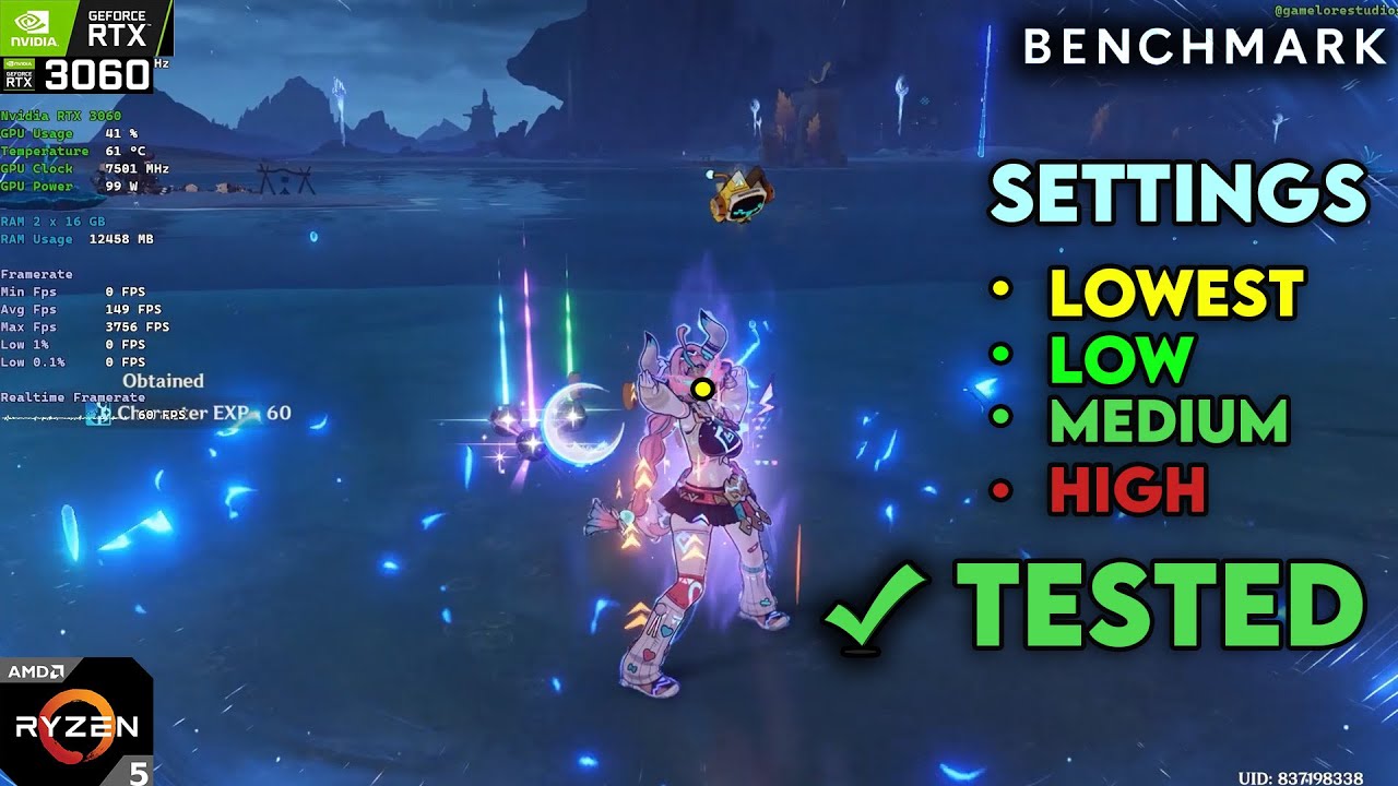 How does the RTX 3060 handle Genshin Impact at Max Settings?