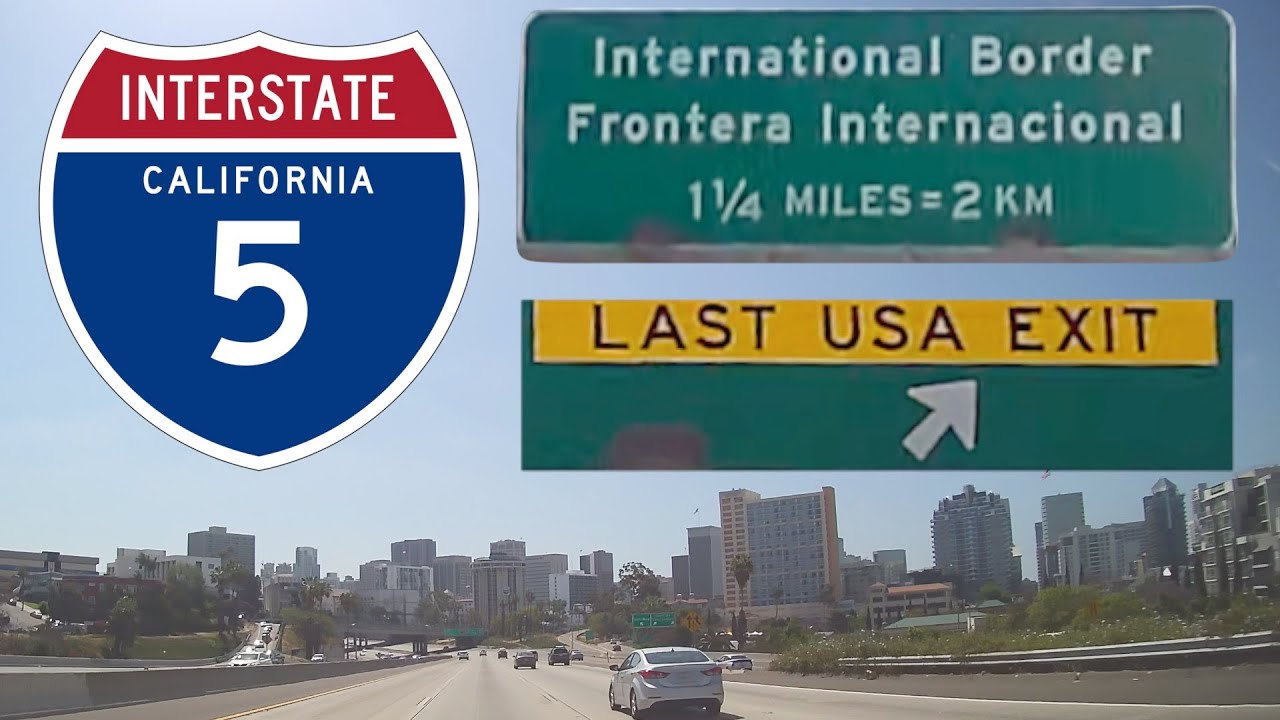 Drivelapse to the border (outlets): Interstate 5's southern end: San Diego &rarr; Mexican border (almost)