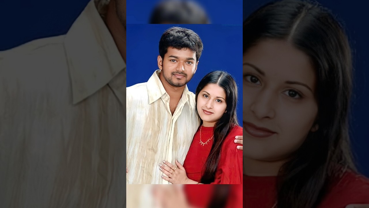 Thalapathy Vijay with his wife and son 