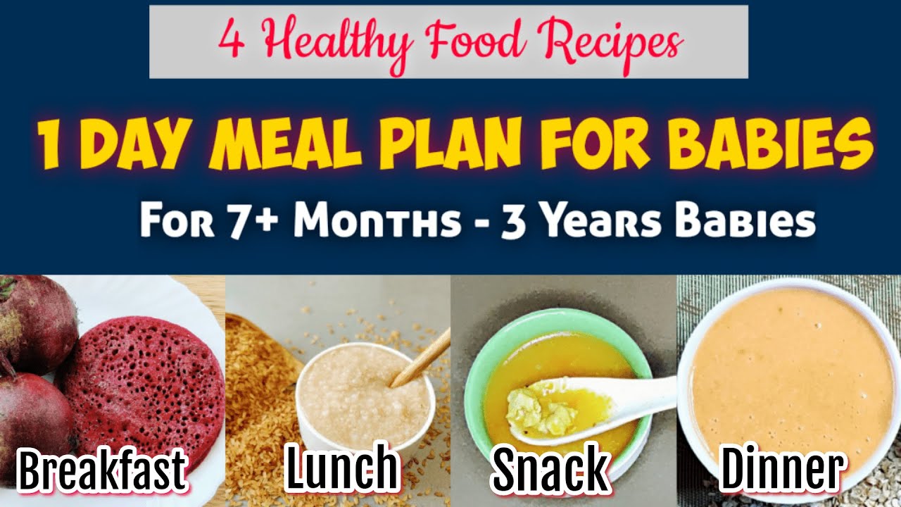 1 Day Meal Plan For Babies/ 4 Healthy Food Recipes/ Breakfast,Lunch,Snack & Dinner for babies