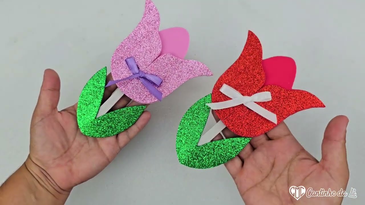 Lembrancinha Criativa para o Dia da Mulher | Tulipa Cartão Porta Lixa de Unha com E.V.A 🌷