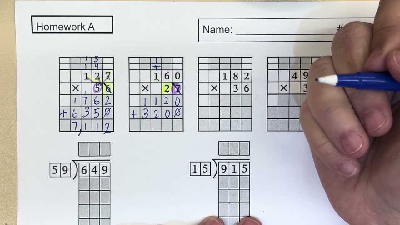 Long Division:Multiplication HW A