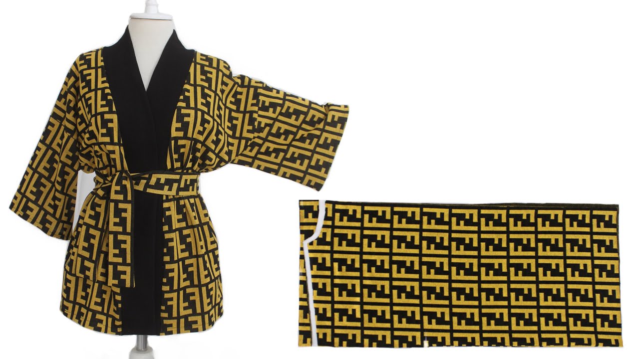 👘 Простое кимоно из короткой ткани - кройка и шитье куртки для начинающих