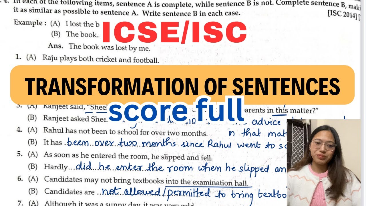 Transformation of sentences | Score full in this 💯🔥| ICSE/ISC