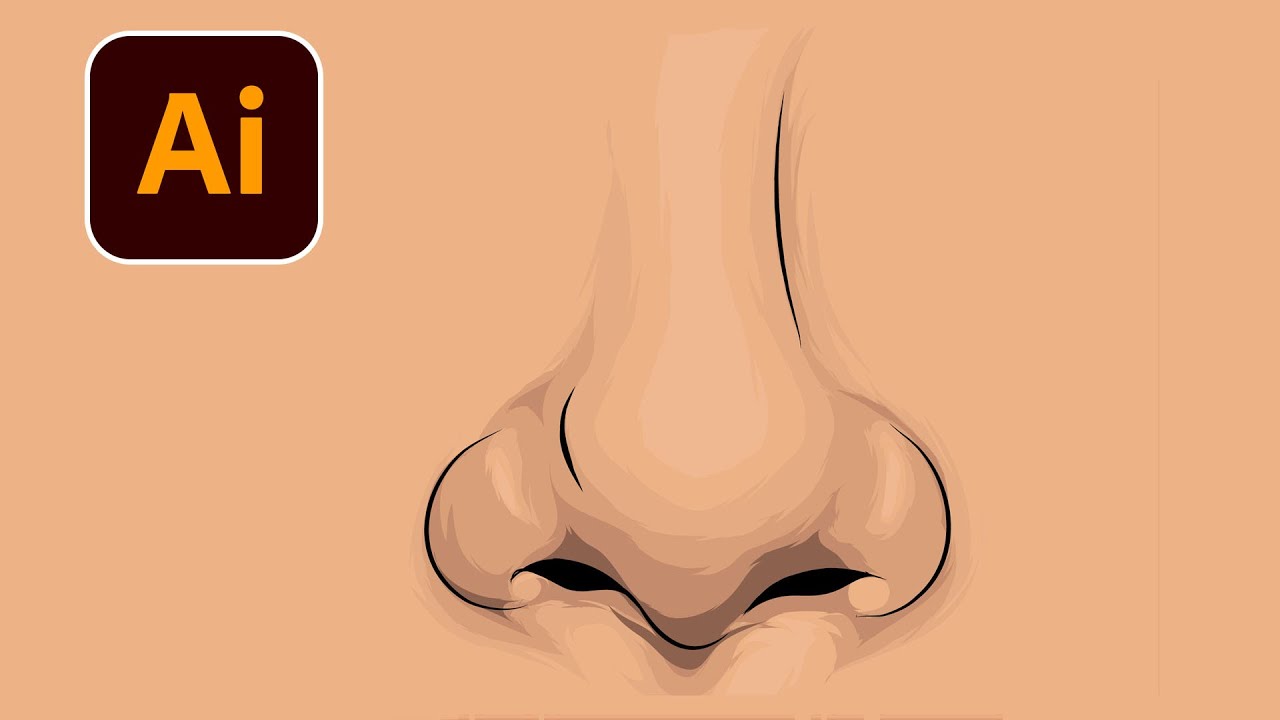 Adobe illustrator : How to draw nose & shade in illustrator tutorial