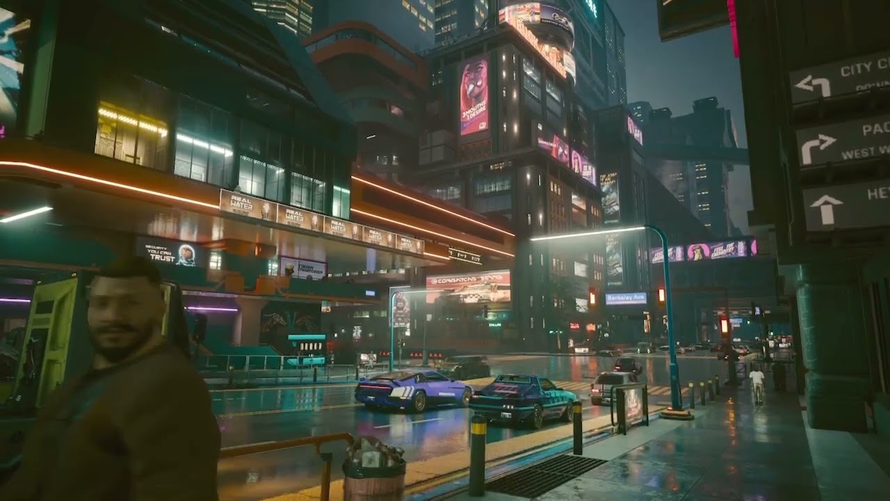 🌃 City of Dreams View | Cyberpunk 2077 | Distant City Hum & Wind ASMR (No Talk)