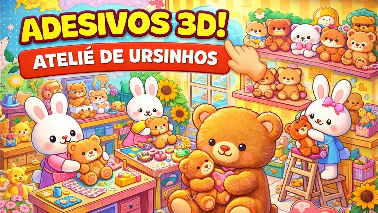 🧸 OLHA O QUE EU MONTEI! Ateliê de Ursinhos com Adesivos 3D 😱