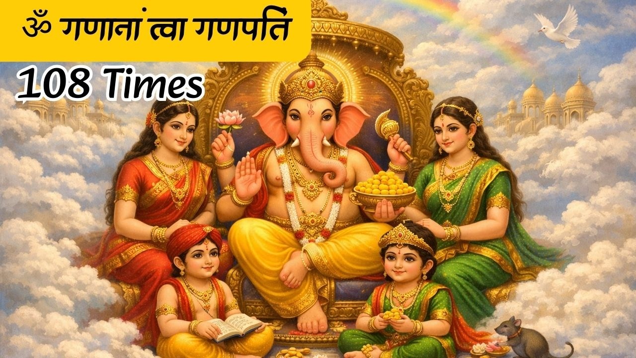 OM GANAANAM TVA GANPATI GUM HAVAMAHE | ॐ गणानां त्वा गणपतिं हवामहे | 108 Times | #heavenvista